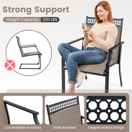 Patio Chairs Set of 2 with All Weather Breathable Fabric-Brown