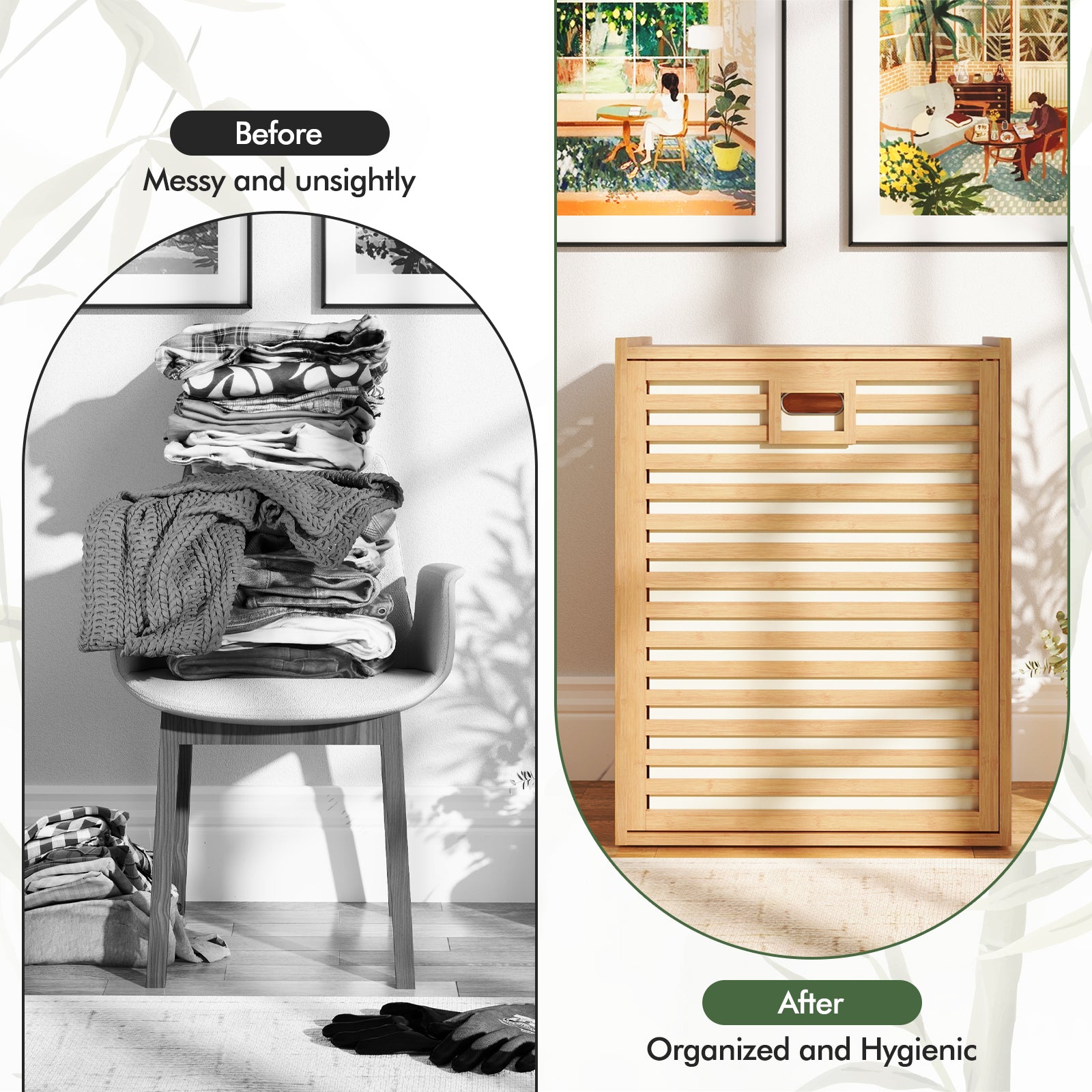 18 Gal Bamboo Tilt-out Laundry Hamper with Removable Fabric Bin-Natural