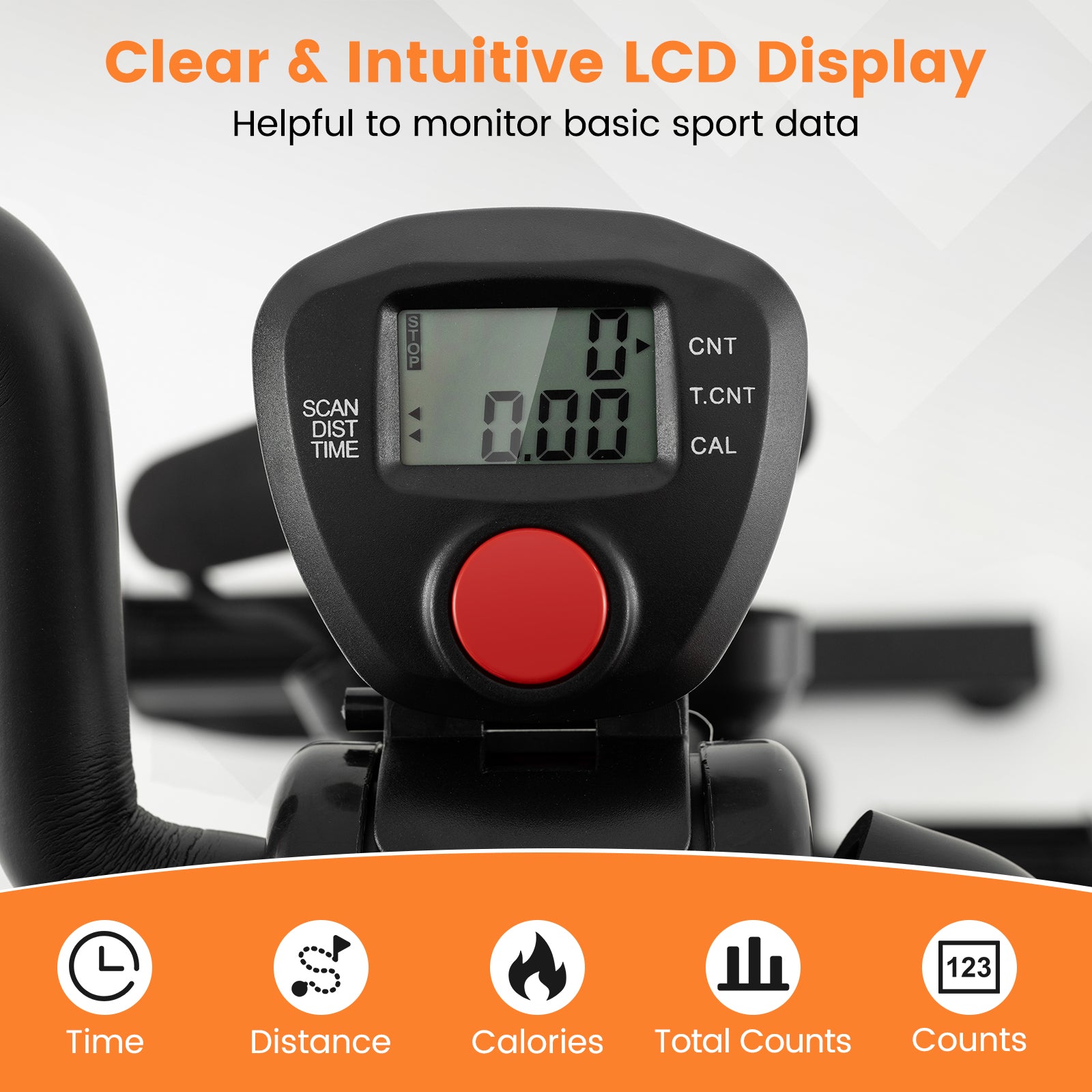 Adjustable LCD Pedal Exercise Bike with Massage-Yellow
