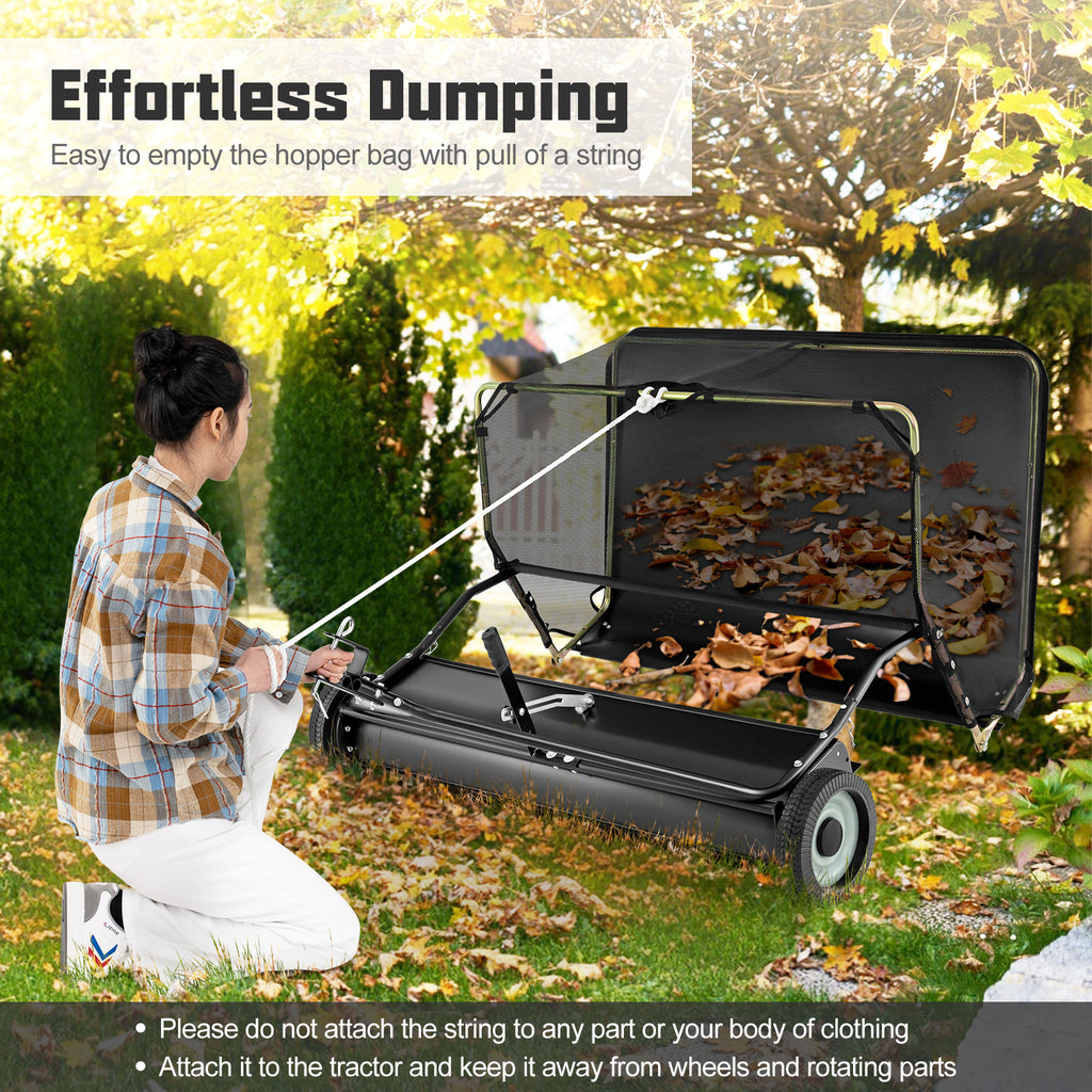 48 Inch Tow-Behind Lawn Sweeper with 26/27 Cu.FT Hopper Bag