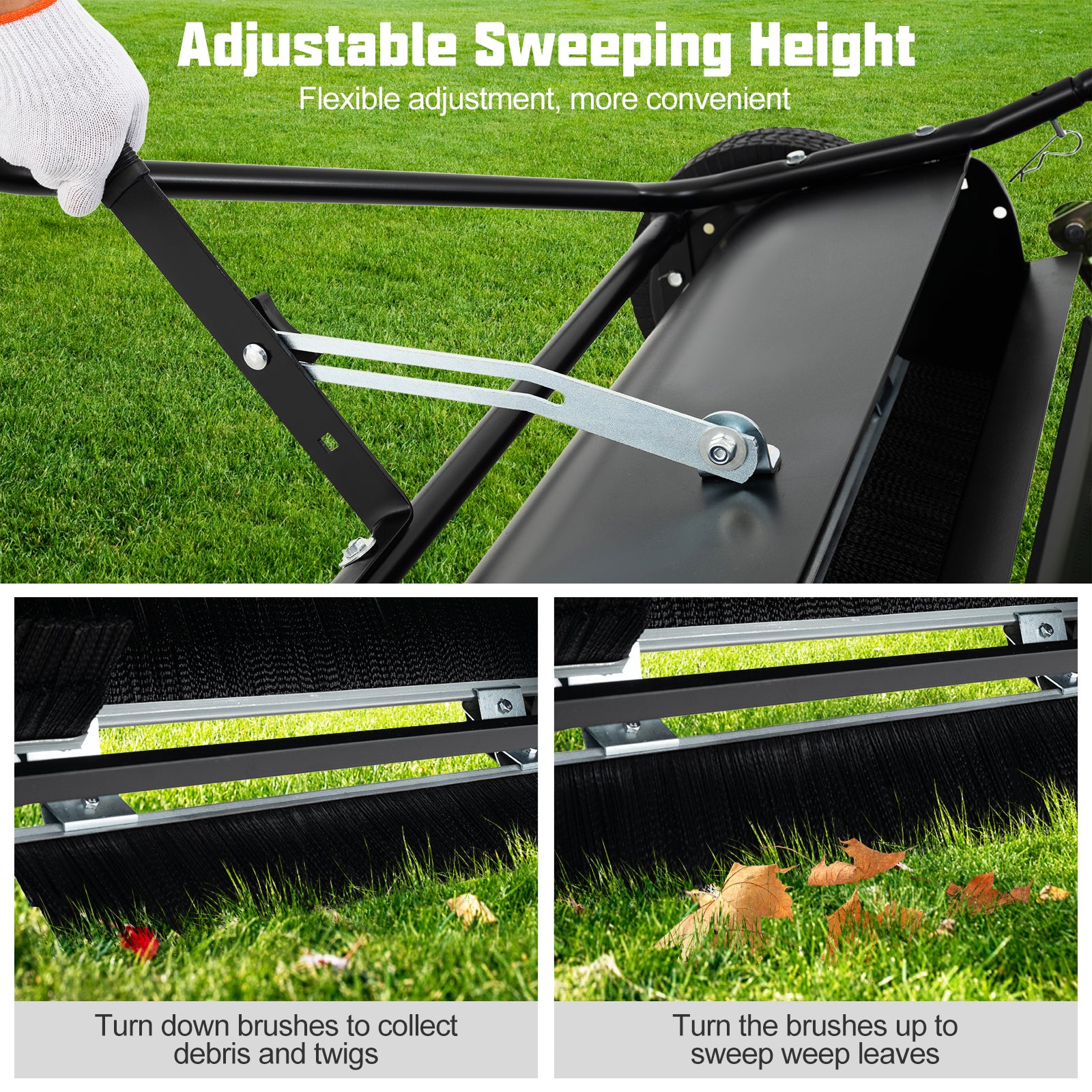 48 Inch Tow-Behind Lawn Sweeper with 26/27 Cu.FT Hopper Bag