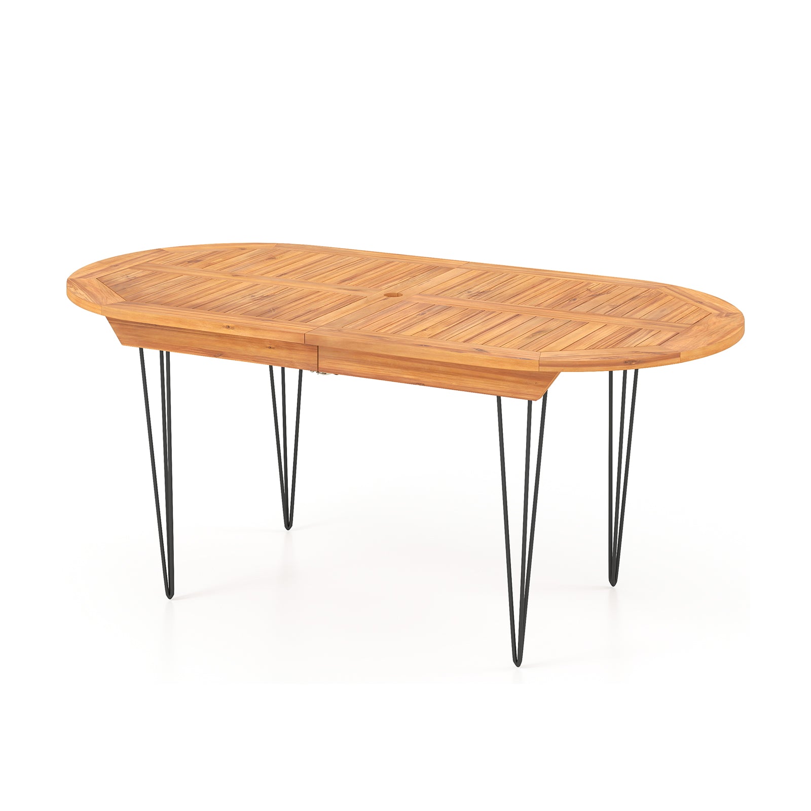 Table de salle à manger d'extérieur pour 6 personnes de 180 cm avec plateau en teck