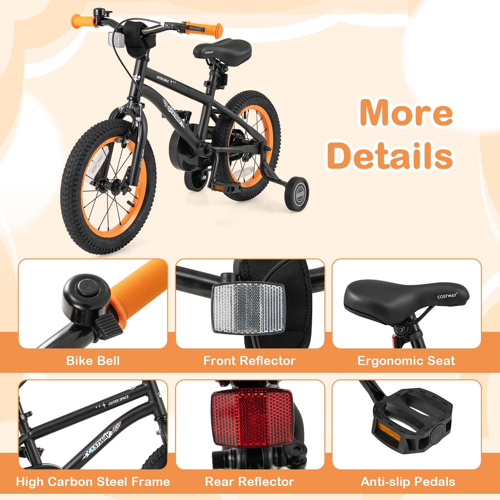 14-Inch Kids Bike Sport Bicycle for 3-5 Years Old with Adjustable Seat-14 inches