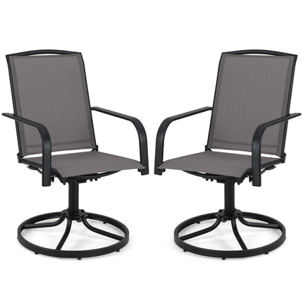 Outdoor Swivel Chairs Set of 2 with High Back and Breathable Seat-Gray