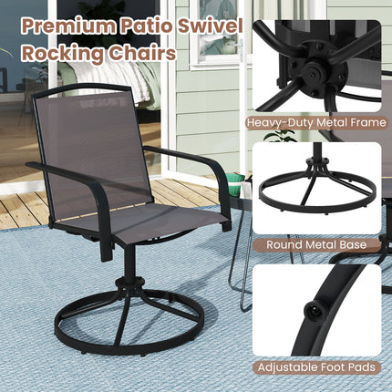 Outdoor Swivel Chairs Set of 2 with High Back and Breathable Seat-Gray