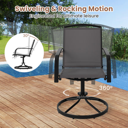 Outdoor Swivel Chairs Set of 2 with High Back and Breathable Seat-Gray