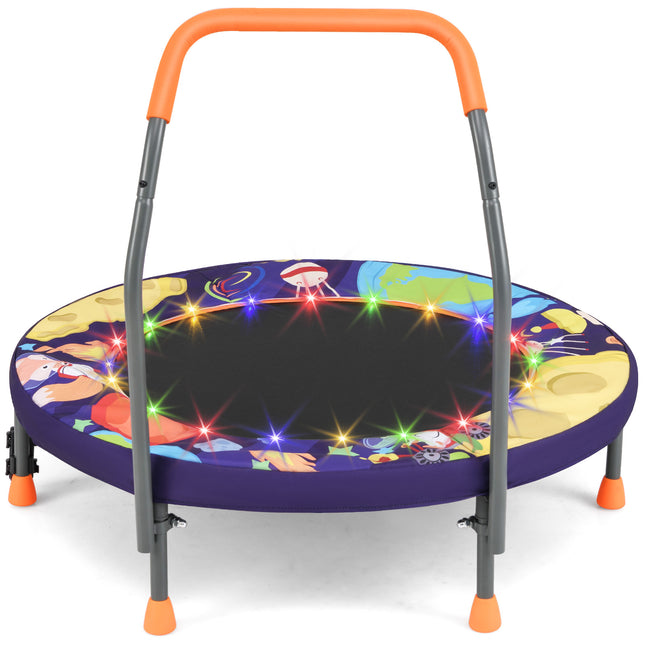 Mini Trampoline Folding Small Rebounder for Kids with Lights-Purple