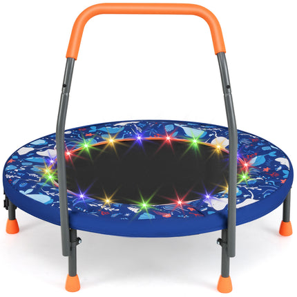 Mini Trampoline Folding Small Rebounder for Kids with Lights-Navy