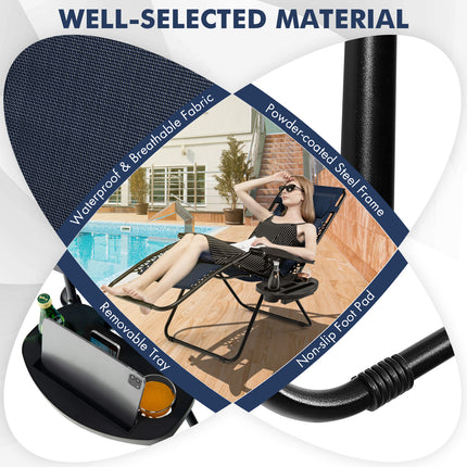 Outdoor Folding Zero Gravity Reclining Lounge Chair-Blue