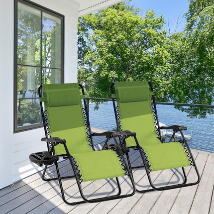 Outdoor Folding Zero Gravity Reclining Lounge Chair-Green
