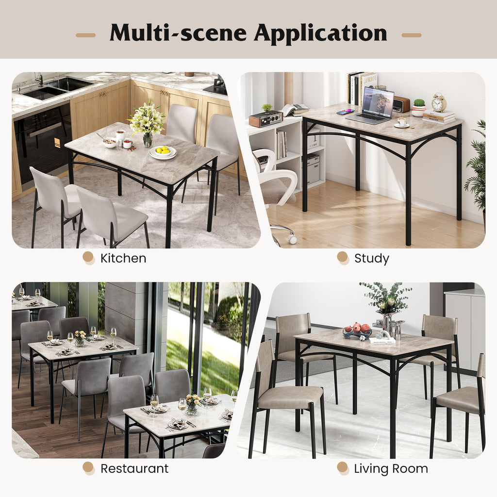 Rectangular Modern Sintered Stone Dining Table for 4 People-Grey