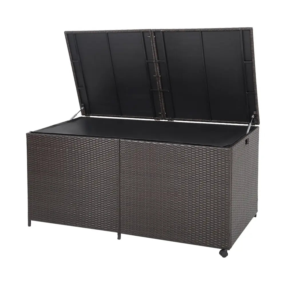 175 Gallon Outdoor Storage Box with Universal Wheels and Zippered Liner - Brown - Sheds & Outdoor Storage