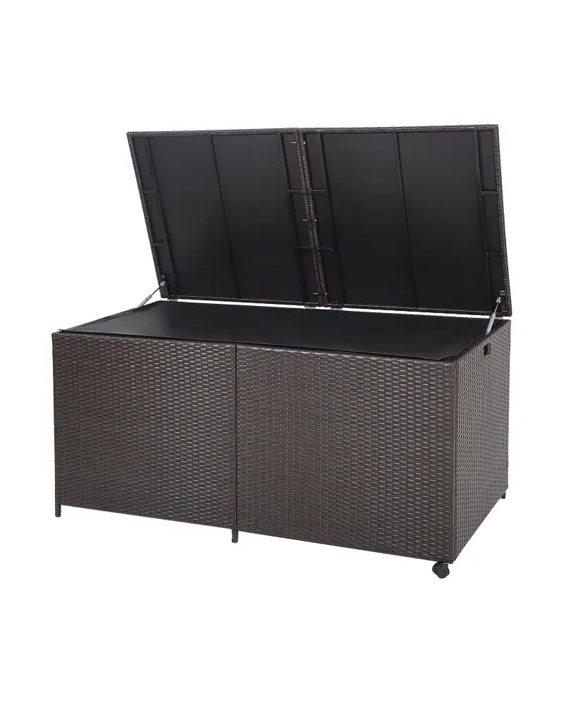 175 Gallon Outdoor Storage Box with Universal Wheels and Zippered Liner - Brown - Sheds & Outdoor Storage