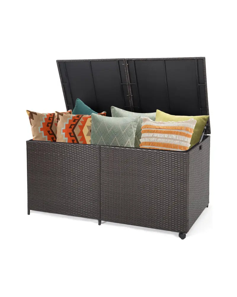 175 Gallon Outdoor Storage Box with Universal Wheels and Zippered Liner - Brown - Sheds & Outdoor Storage
