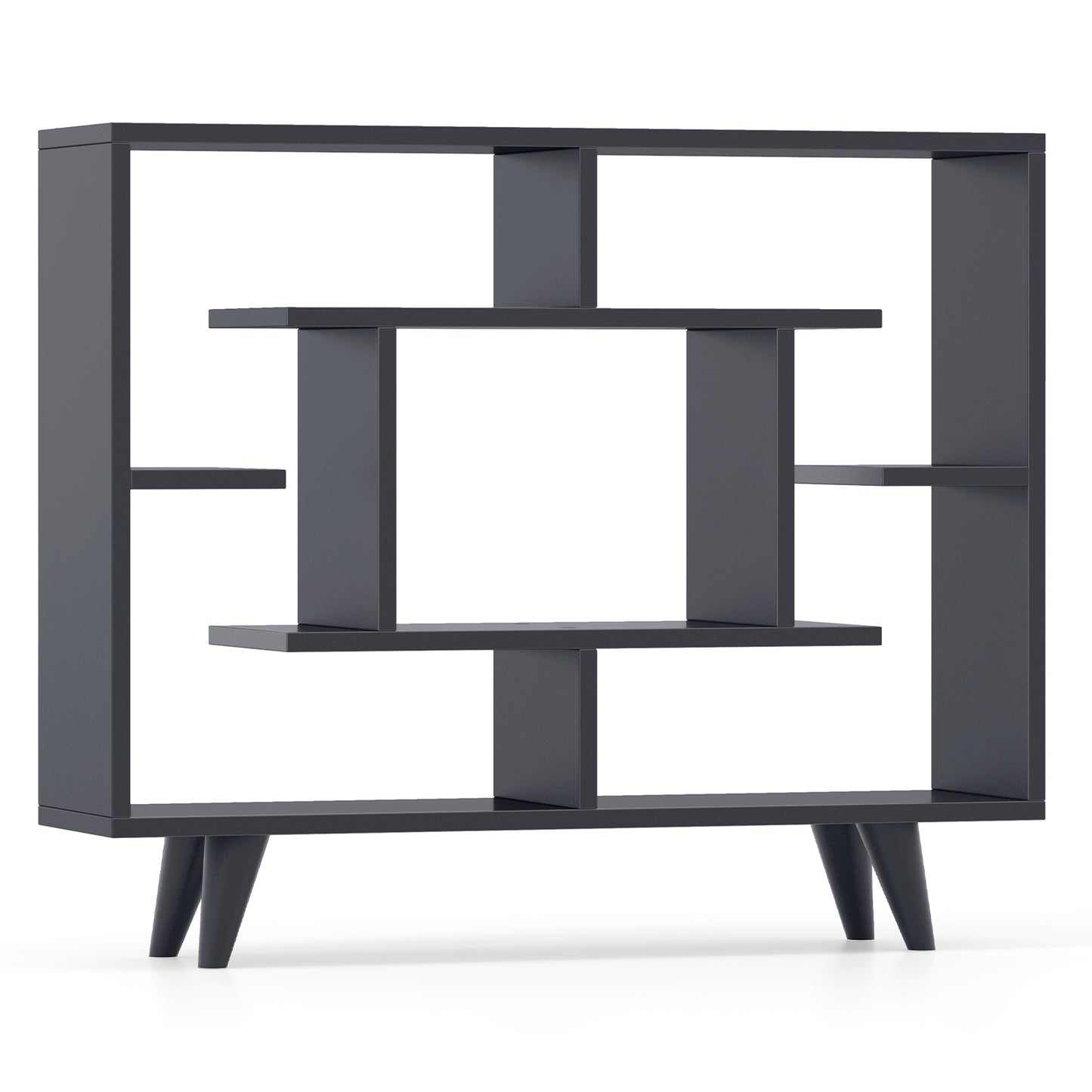 Geometric Bookcase with Anti-Tipping Kit and Storage Shelving Unit-Black
