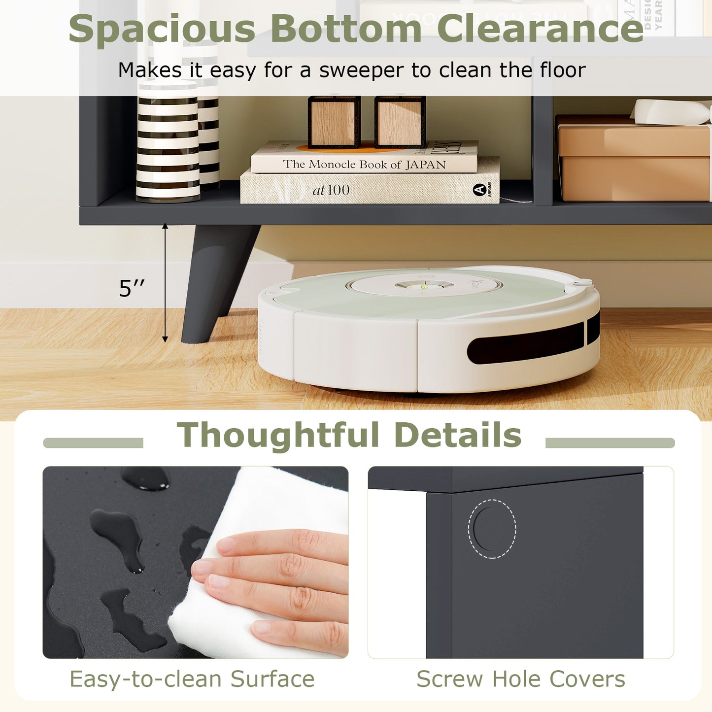 Geometric Bookcase with Anti-Tipping Kit and Storage Shelving Unit-Black