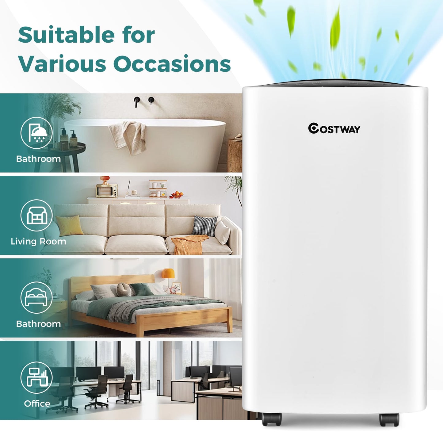 30 Pints 1500 Sq. ft Portable Dehumidifier For Medium To Large Spaces