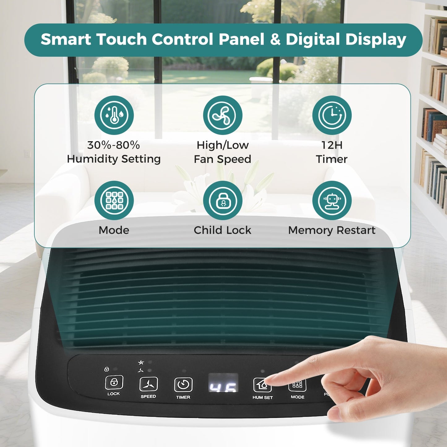 30 Pints 1500 Sq. ft Portable Dehumidifier For Medium To Large Spaces