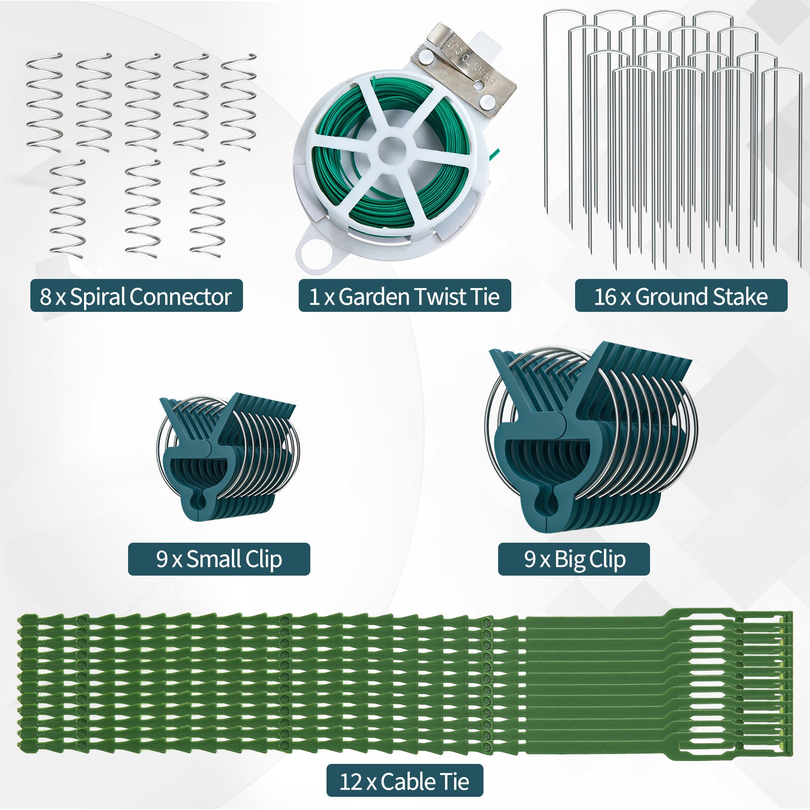 2 treillis pliables en forme de A pour plantes avec attaches torsadées – Vert