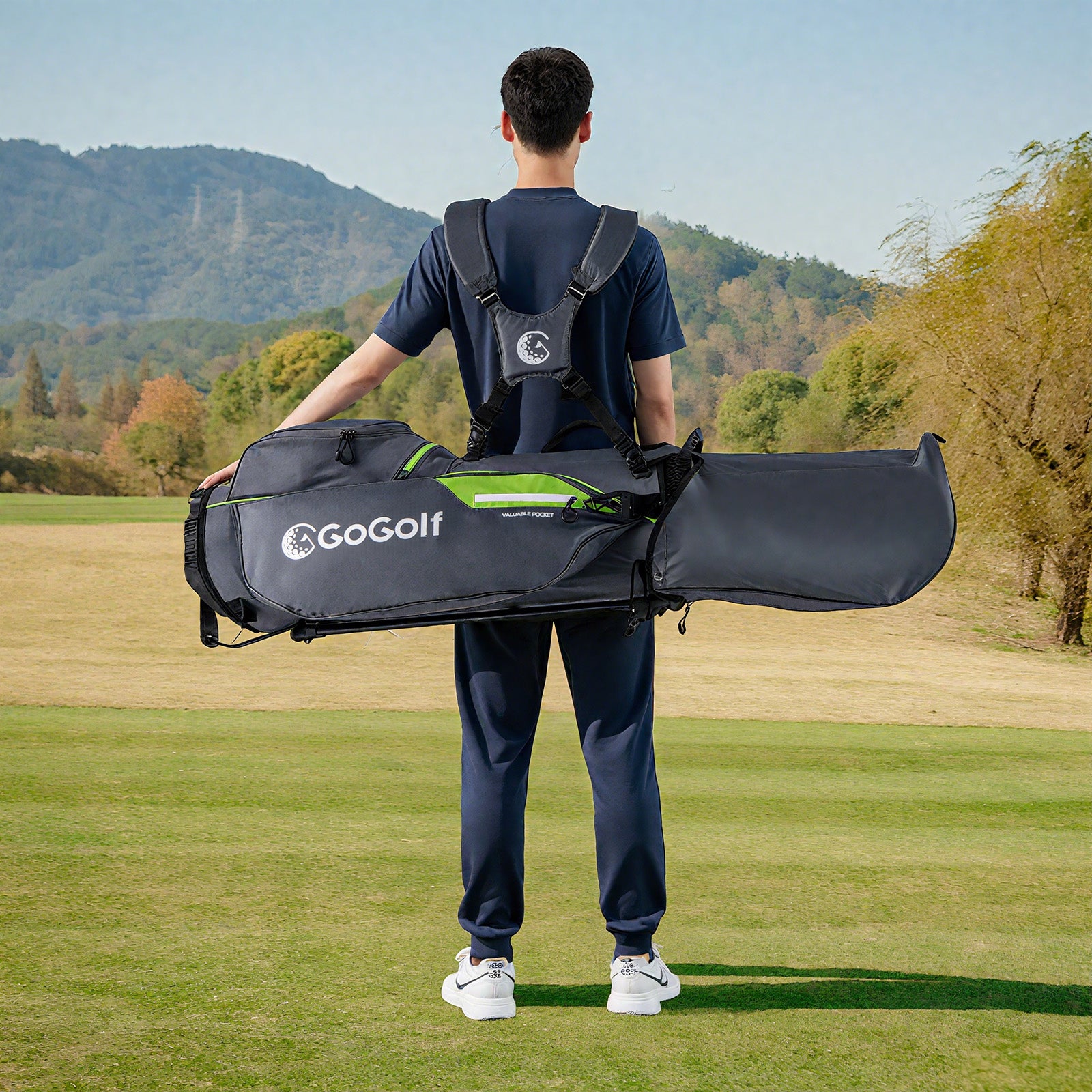 Golf Stand Bag Lightweight Golf Bag with 8 Way Top Dividers and 5 Zippered Pockets-Gray