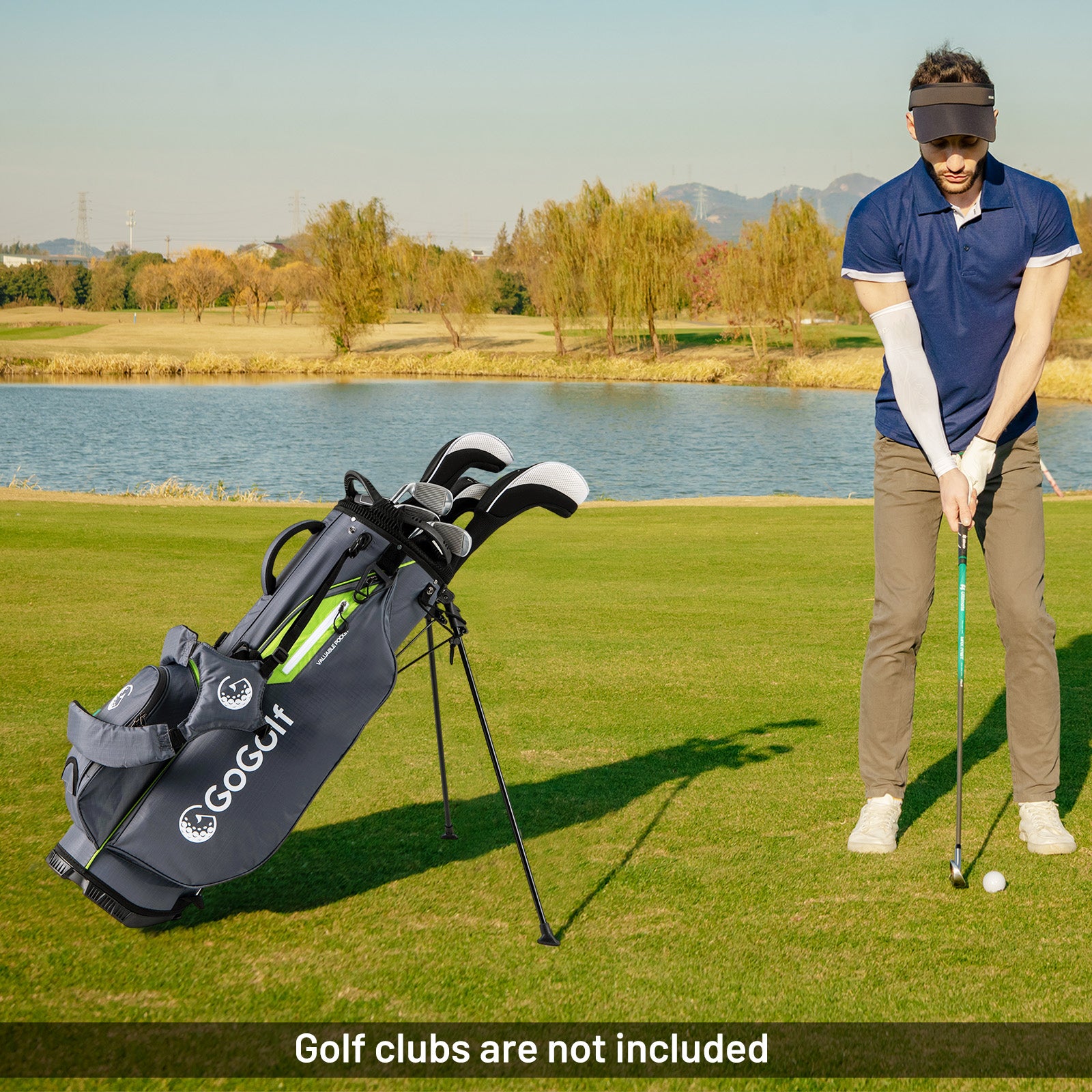 Golf Stand Bag Lightweight Golf Bag with 8 Way Top Dividers and 5 Zippered Pockets-Gray