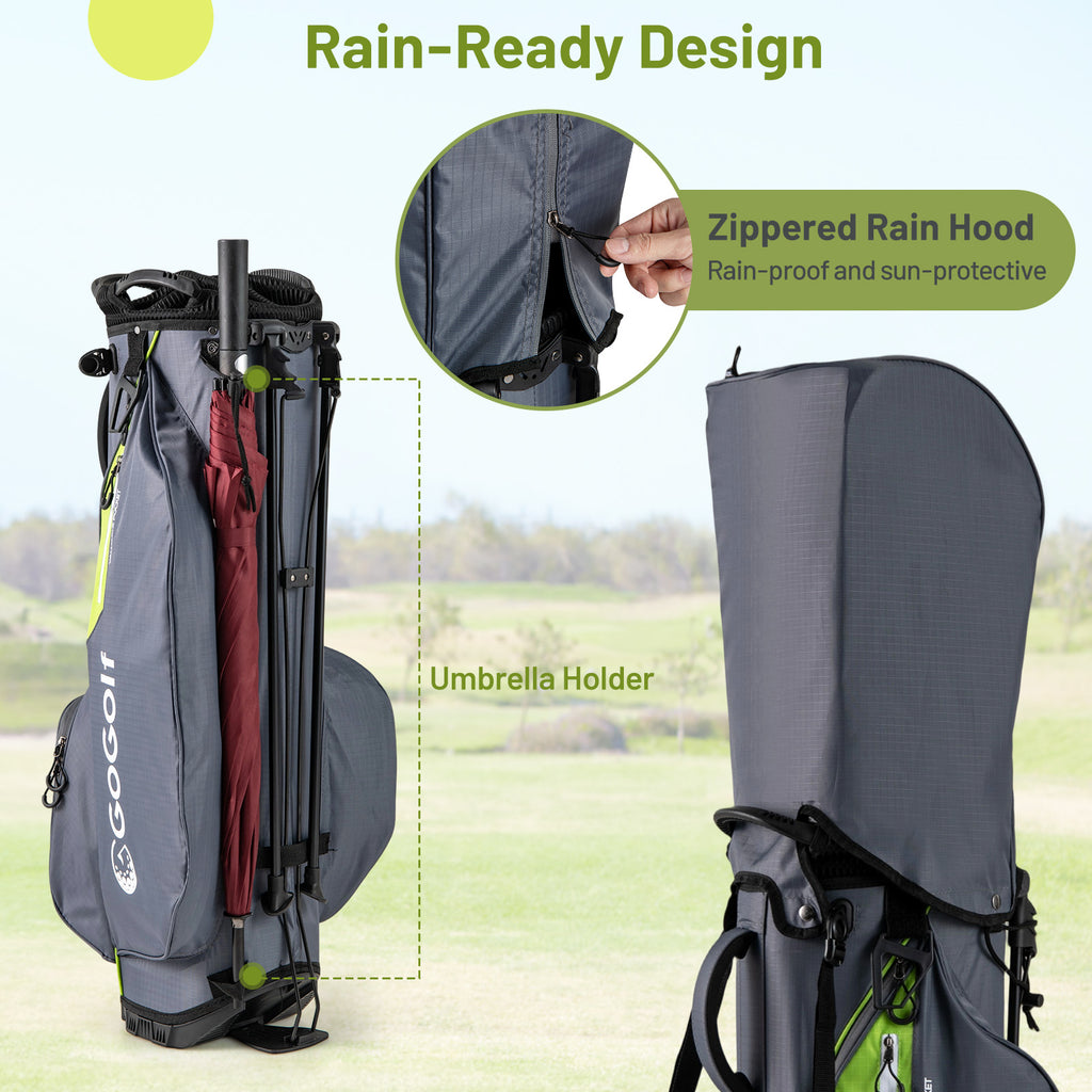 Golf Stand Bag Lightweight Golf Bag with 8 Way Top Dividers and 5 Zippered Pockets-Gray