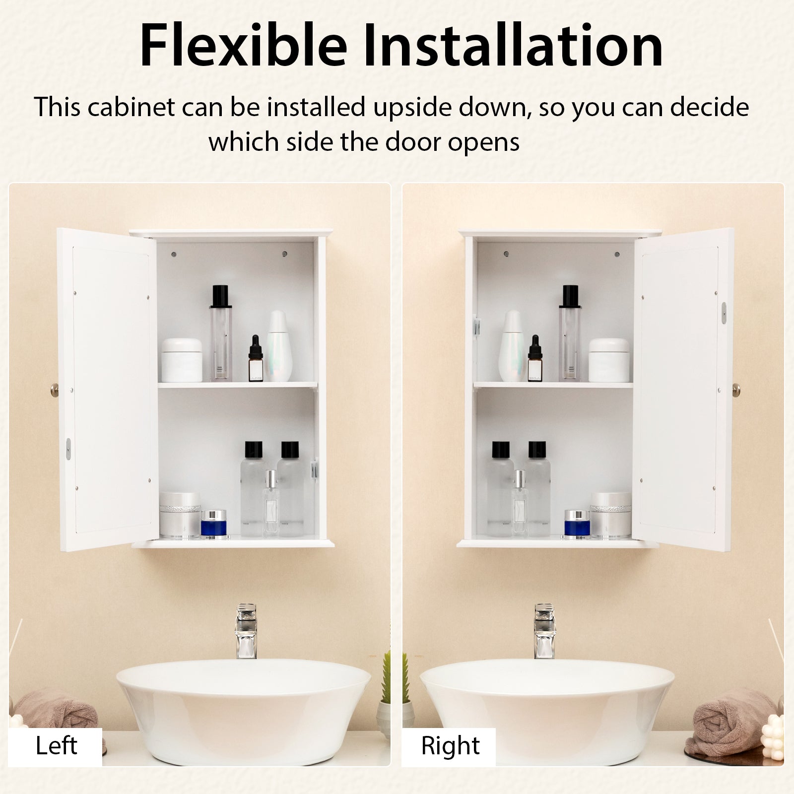 Bathroom Wall Cabinet with Single Mirror Door-White