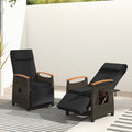 Patio Wicker Recliner Chair with Adjustable Backrest and Footrest-Black