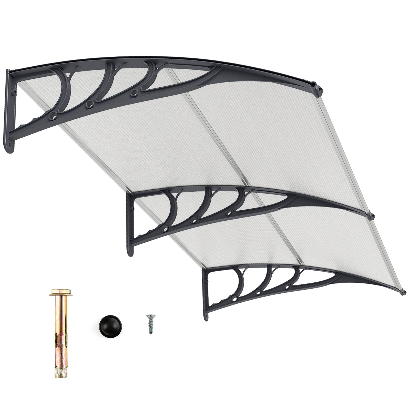 Outdoor Front Door Patio Overhang Awning for Sunlight Rain Snow Wind Protection-Gray