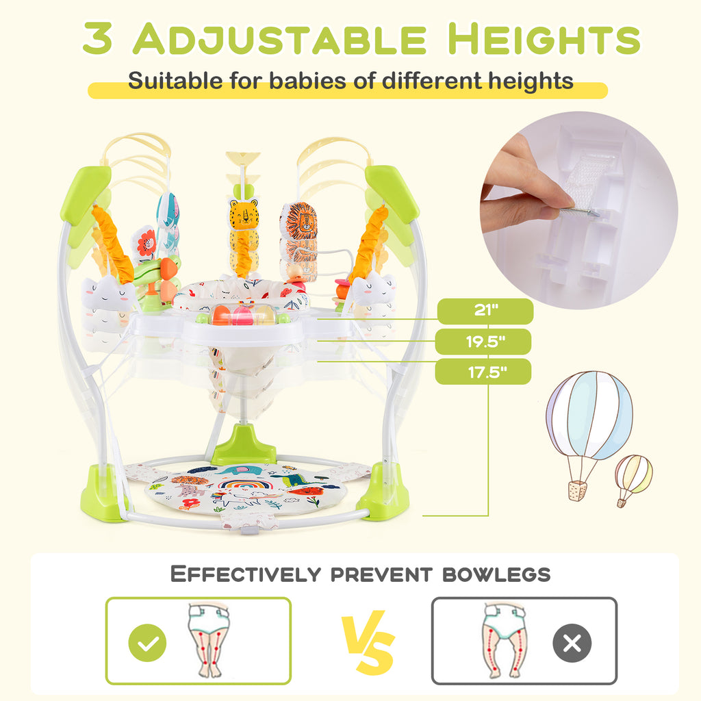 Baby Activity Center Height Adjustable Baby Bouncing Saucer with Interactive Toys-Yellow