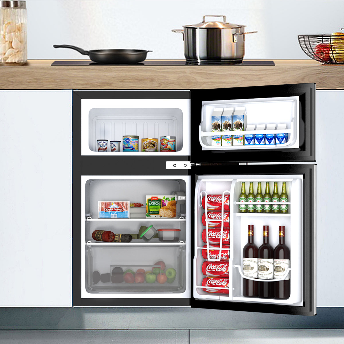 3.2 cu ft. Compact Stainless Steel Refrigerator-Gray