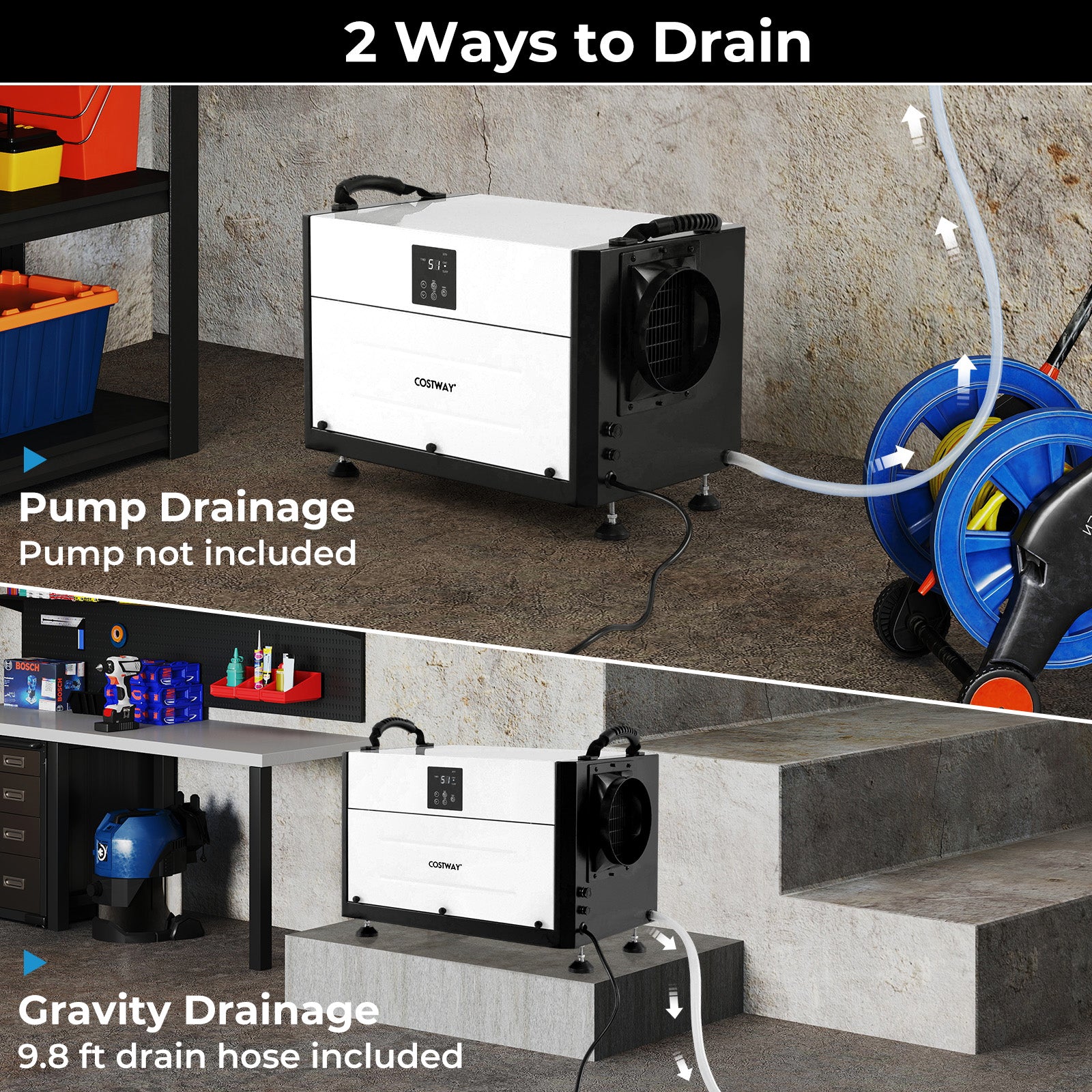 155 Pint Crawl Space Dehumidifier with 3 Modes and 24H Time-White
