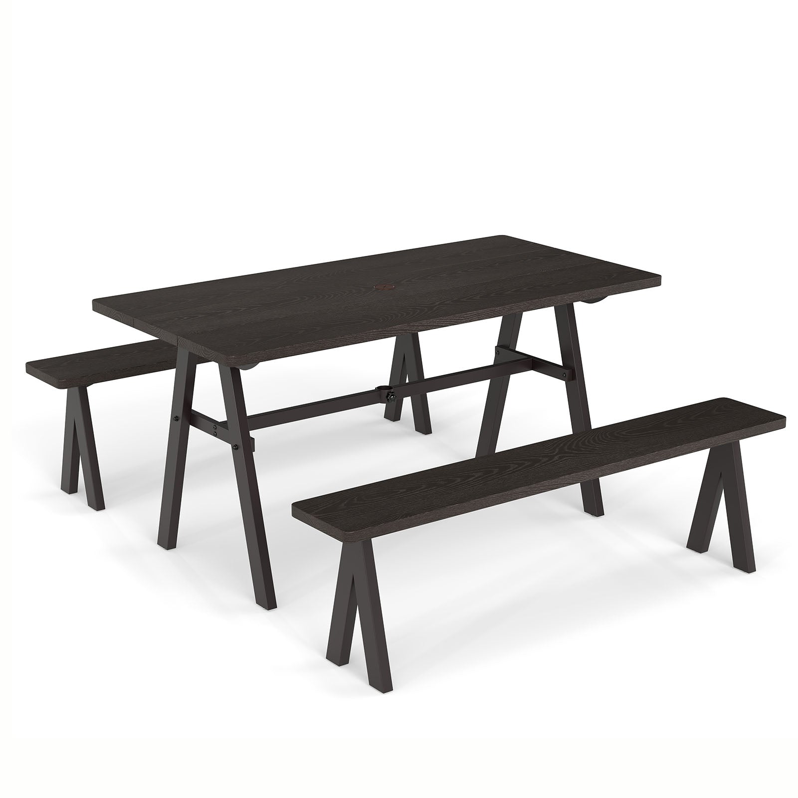 Ensemble de 3 pièces table de pique-nique et bancs d'extérieur pour 6 personnes