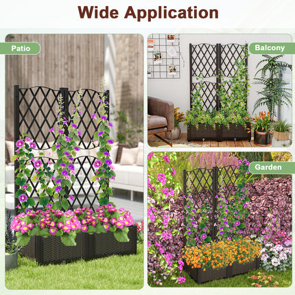 Raised Garden Bed with Trellis for Climbing Plants-Coffee