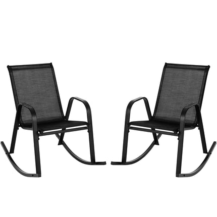 Set of 2 Metal Patio Rocking Chair with Breathable Seat Fabric-Black