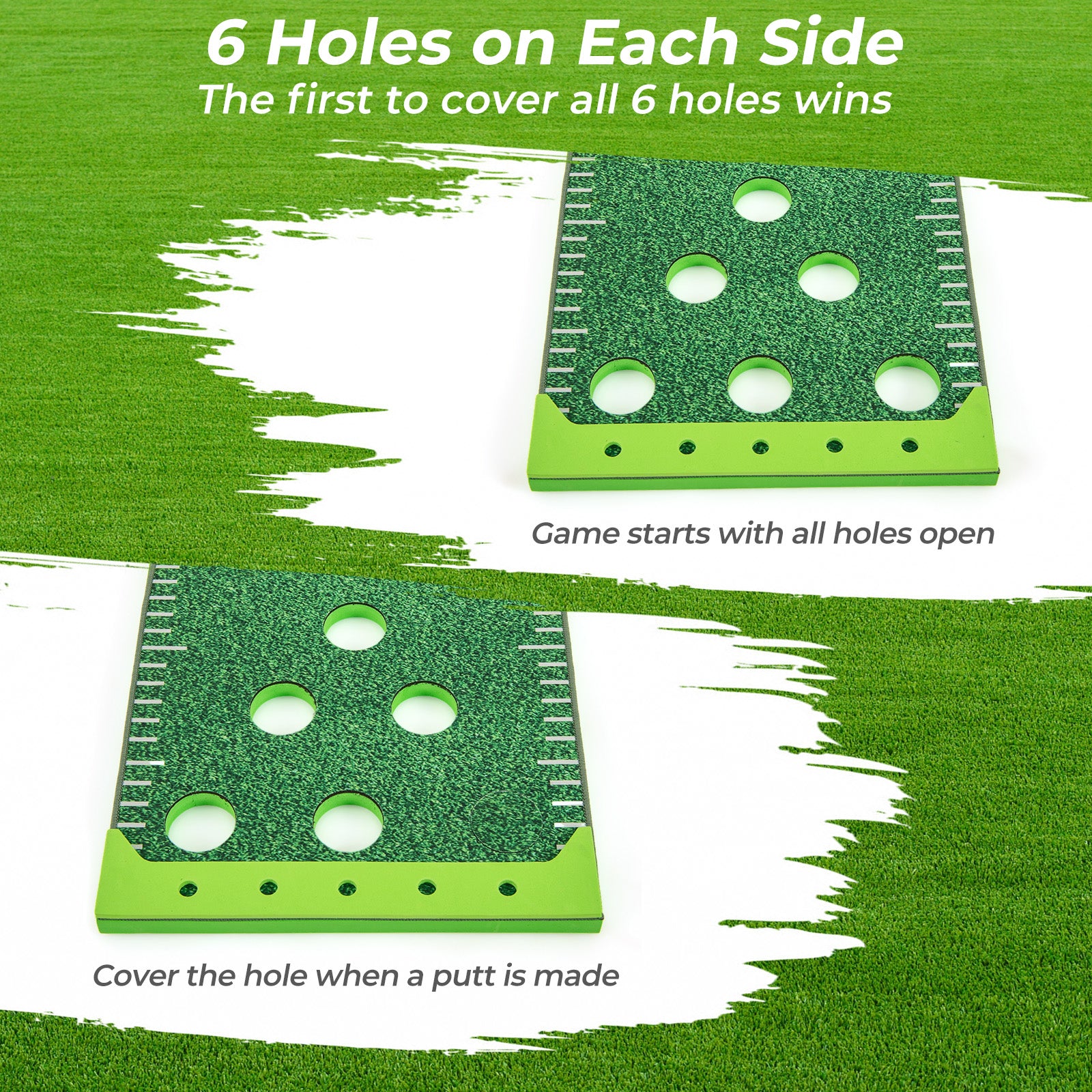 11 FT Putting Green Mat with 2 Adjustable Putters and 6 Balls