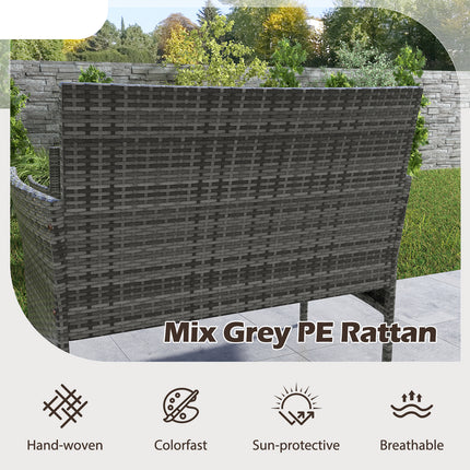 4 Pieces Patio Rattan Conversation Set with Tempered Glass Coffee Table-Beige