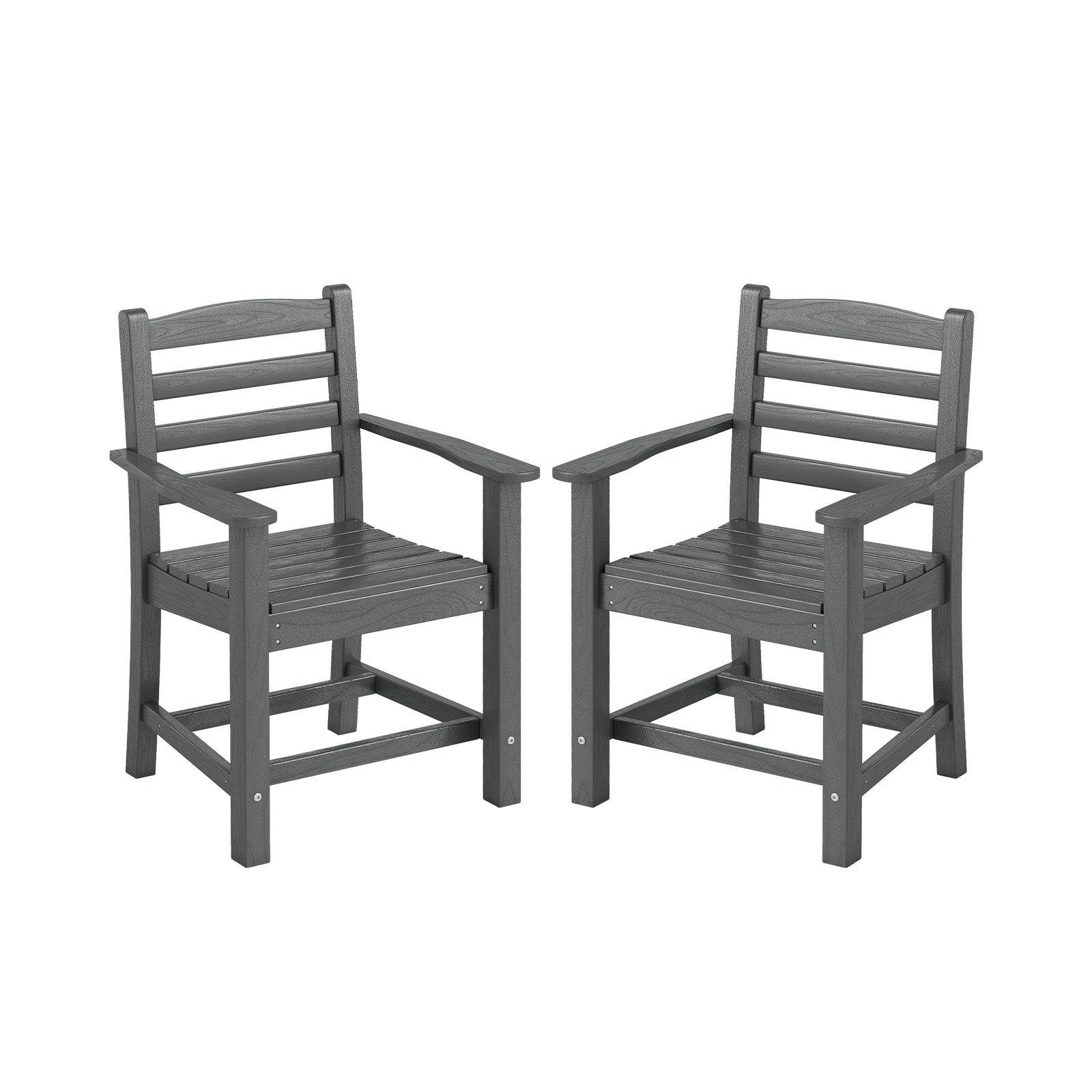 HDPE All Weather Patio Dining Chairs Set of 2 with Wide Armrests-Gray