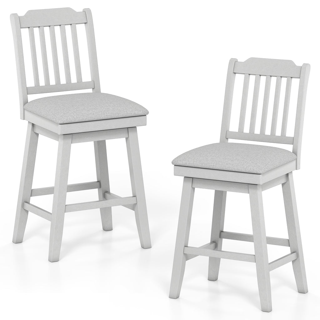 25 inch Modern Bar Stools Set of 2 with Upholstered Swivel Seat-Gray