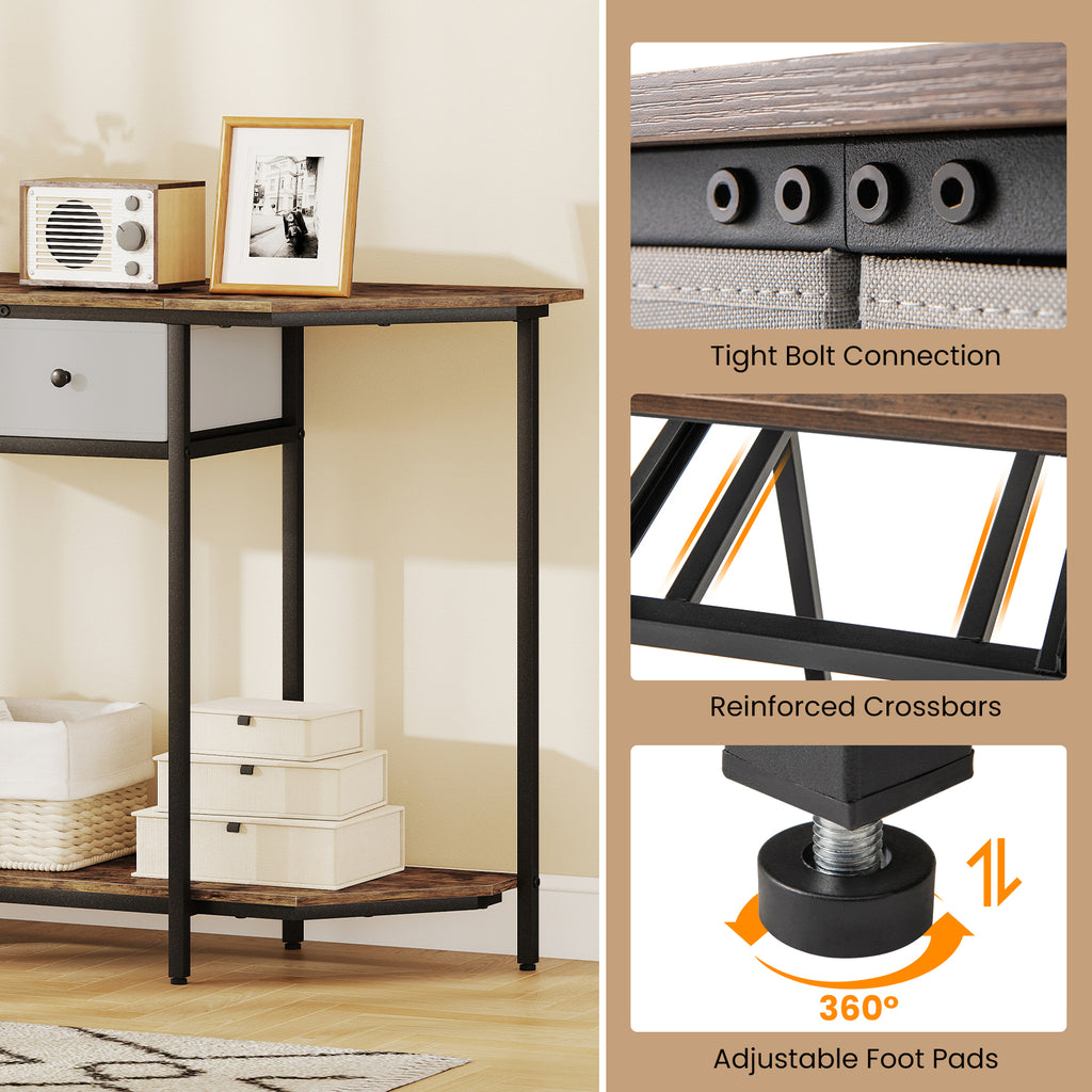 Console Table with 2 Drawers and Open Storage Shelf-Rustic Brown