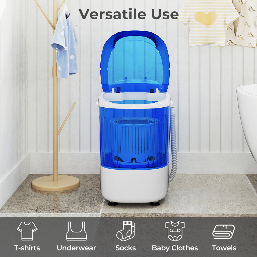 Portable Mini Semi-automatic Washing Machine with Spin Tub and Drain Hose 2.5 kg Capacity-Blue
