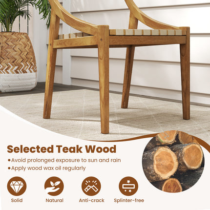 Outdoor Dining Chair with Webbing Seat and Backrest-Natural