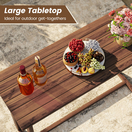 59 Inch Outdoor Bar Table with Slatted Top