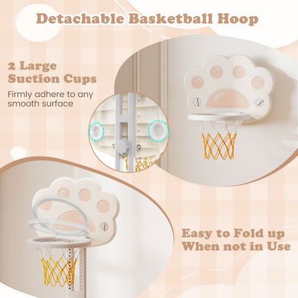 3 in 1 Kids Basketball Hoop with Basketball and Foldable Rim-Gray