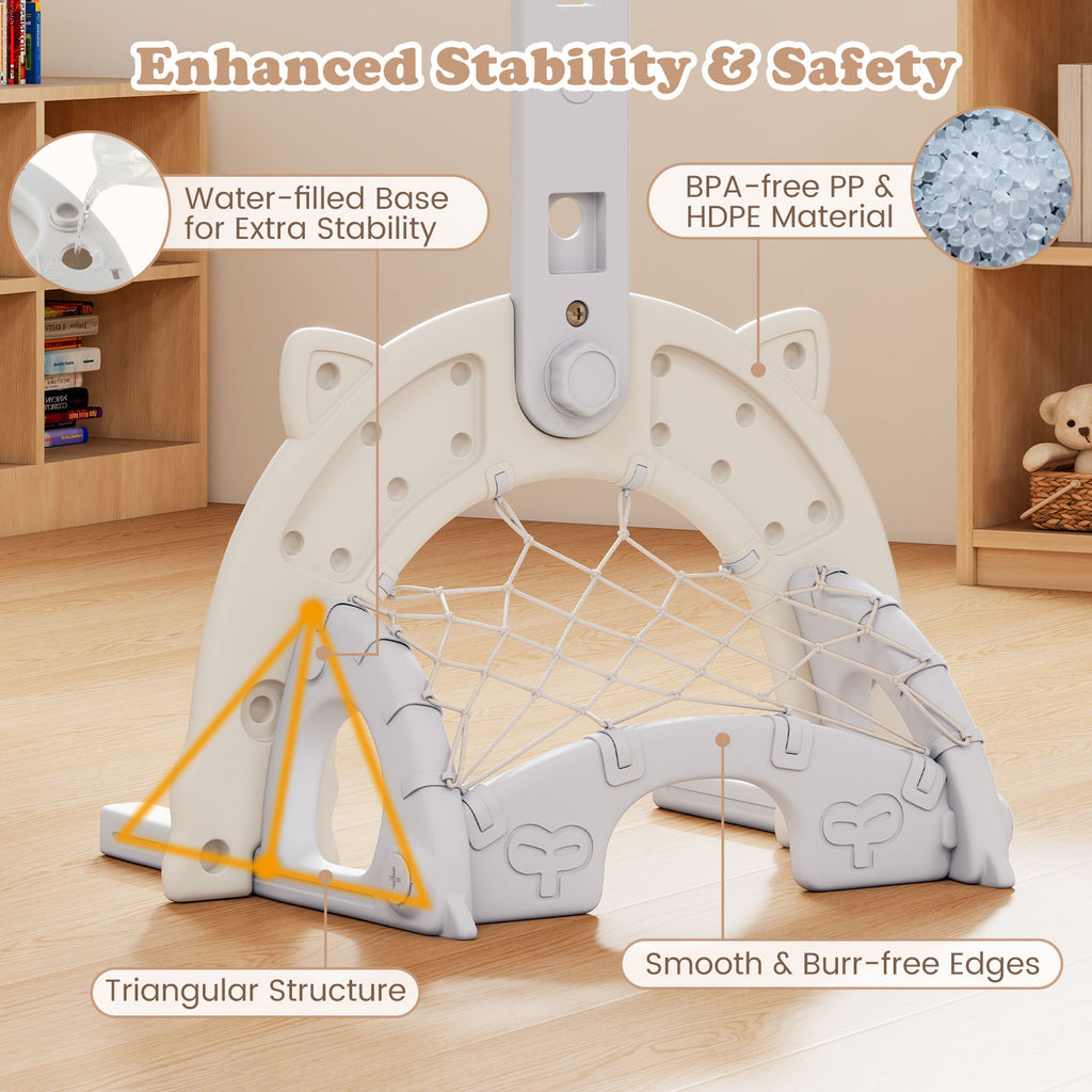 3 in 1 Kids Basketball Hoop with Basketball and Foldable Rim-Gray