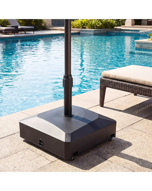 176 LBS Fillable Mobile Umbrella Base with 4 Wheels and 2 Locks-Black - Black - Outdoor Umbrella Bases