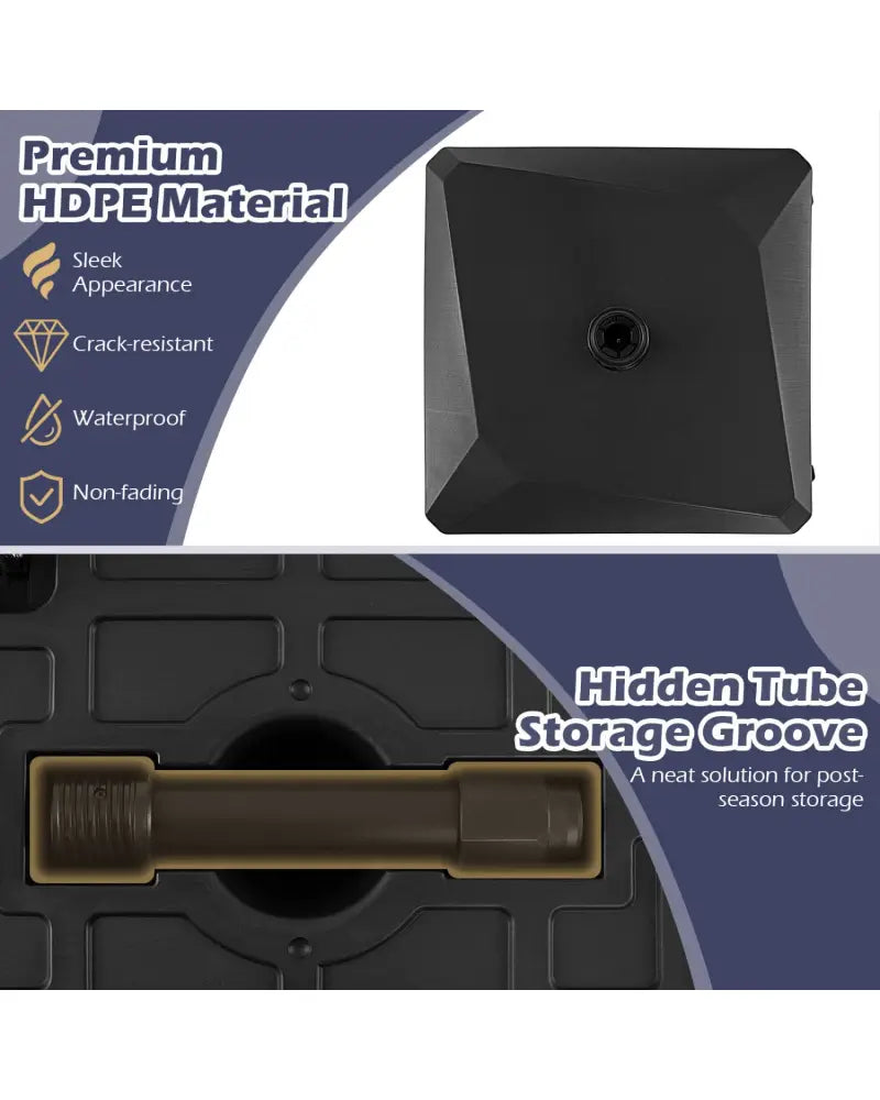 176 LBS Fillable Mobile Umbrella Base with 4 Wheels and 2 Locks-Black - Black - Outdoor Umbrella Bases