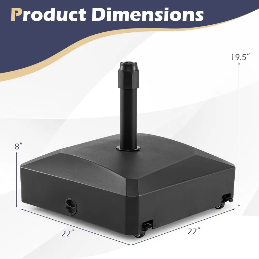 176 LBS Fillable Mobile Umbrella Base with 4 Wheels and 2 Locks-Black - Black - Outdoor Umbrella Bases