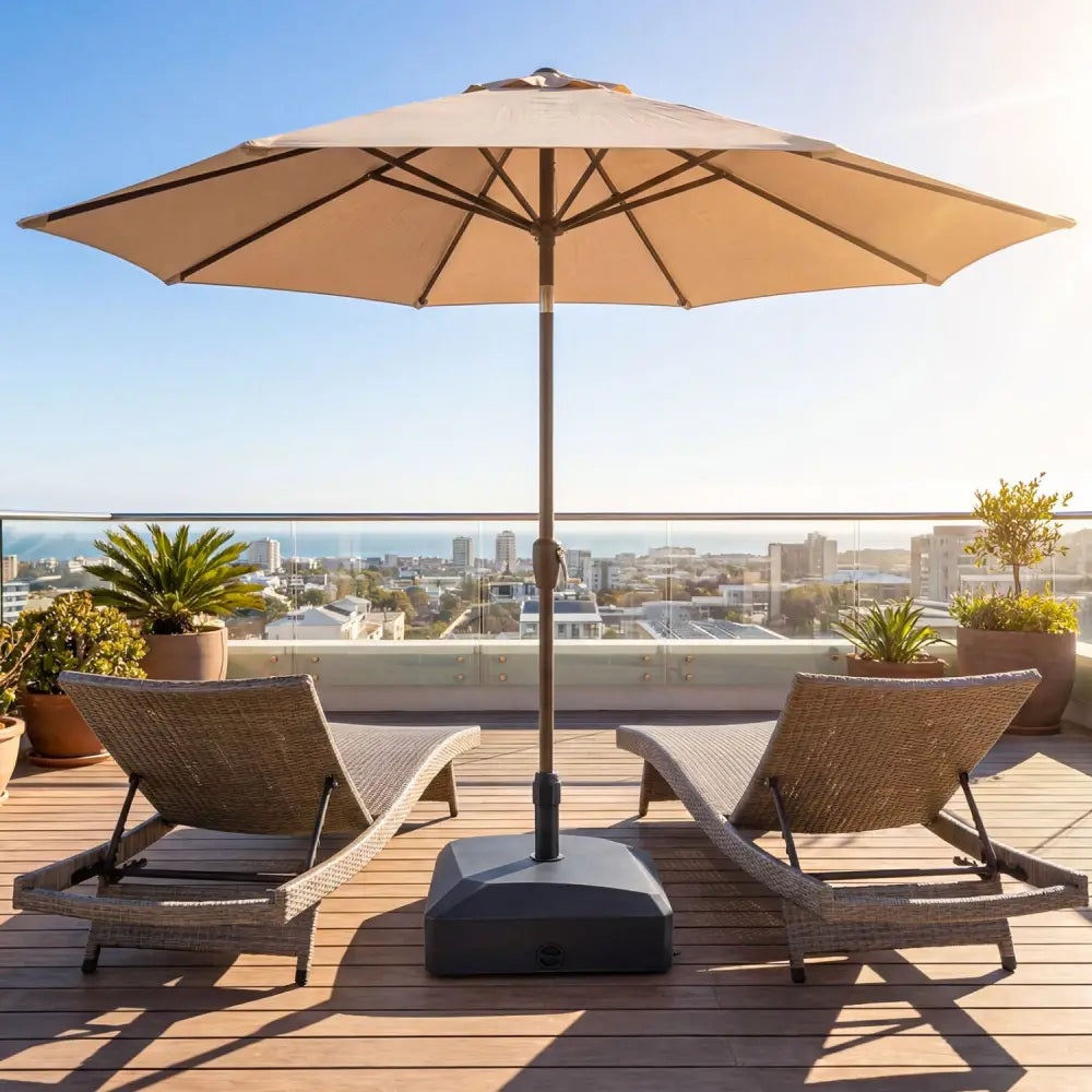 176 LBS Fillable Mobile Umbrella Base with 4 Wheels and 2 Locks-Black - Black - Outdoor Umbrella Bases