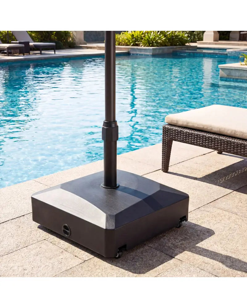 176 LBS Fillable Mobile Umbrella Base with 4 Wheels and 2 Locks-Black - Black - Outdoor Umbrella Bases